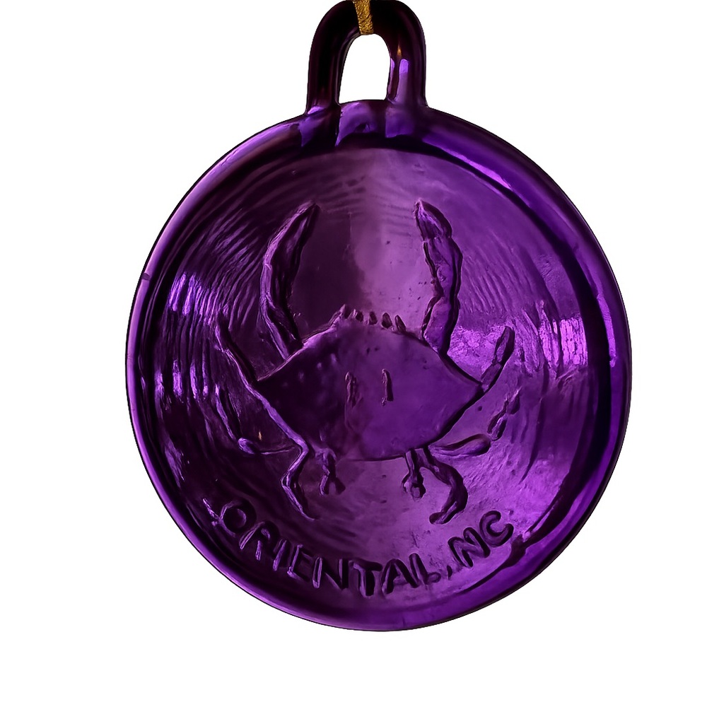Amethyst Purple Crab Art Glass Suncatcher / Ornament – Oak Island, NC (3.5”)